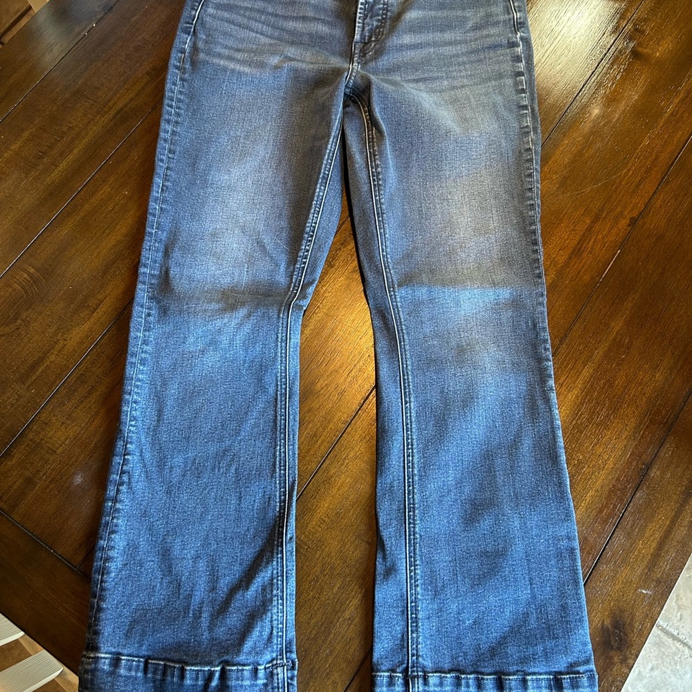 7 For All Mankind Blue Flare Wide Leg Jeans